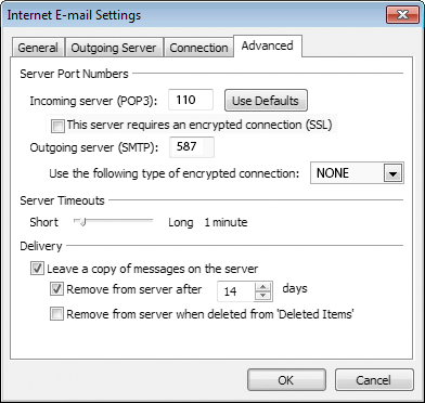 Outlook 2010 POP SSL port numbers